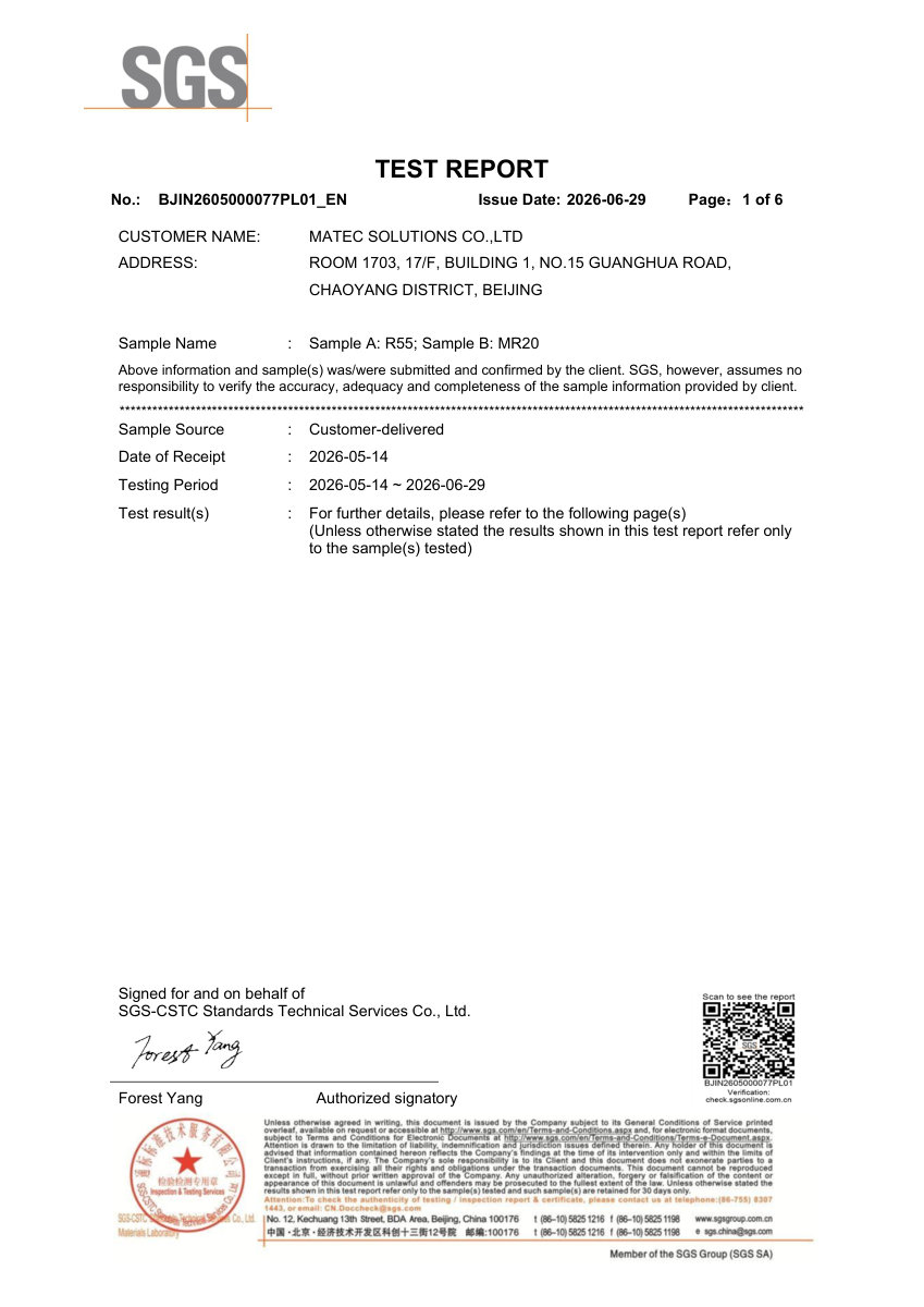 Rapport d'essai SGS caoutchouc